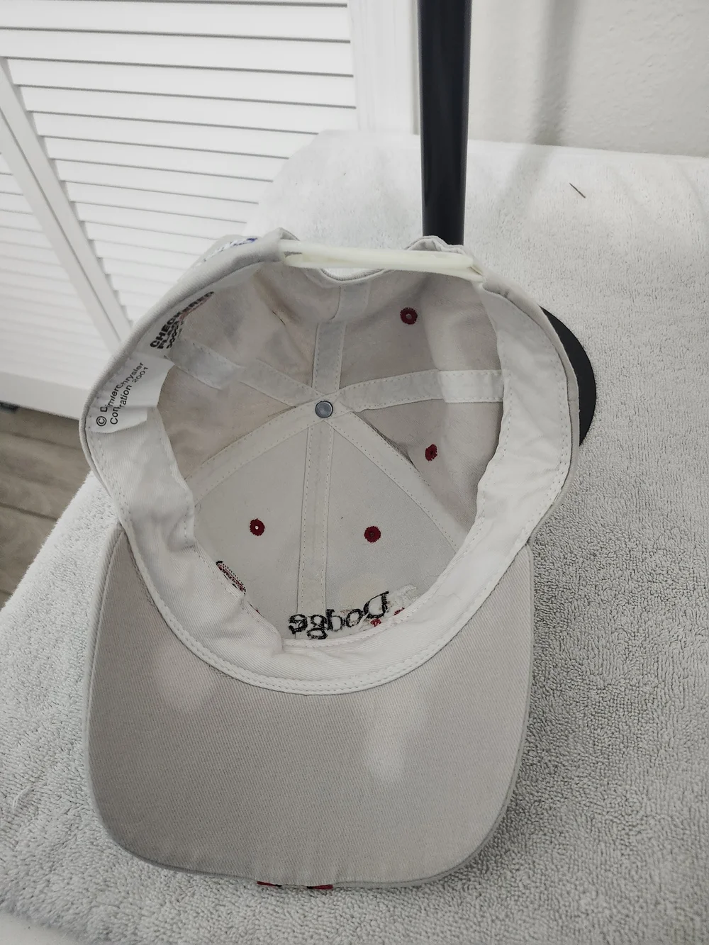 Nascar White Hat with Red Stripe and Black Accents